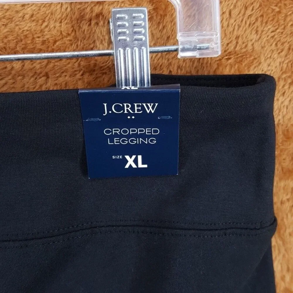 J CREW Leggings Womens XL Black Pull On Capri Stretch Cotton Blend